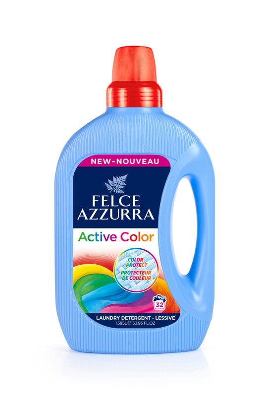 Image d'une bouteille de lessive active color Felce azzura.